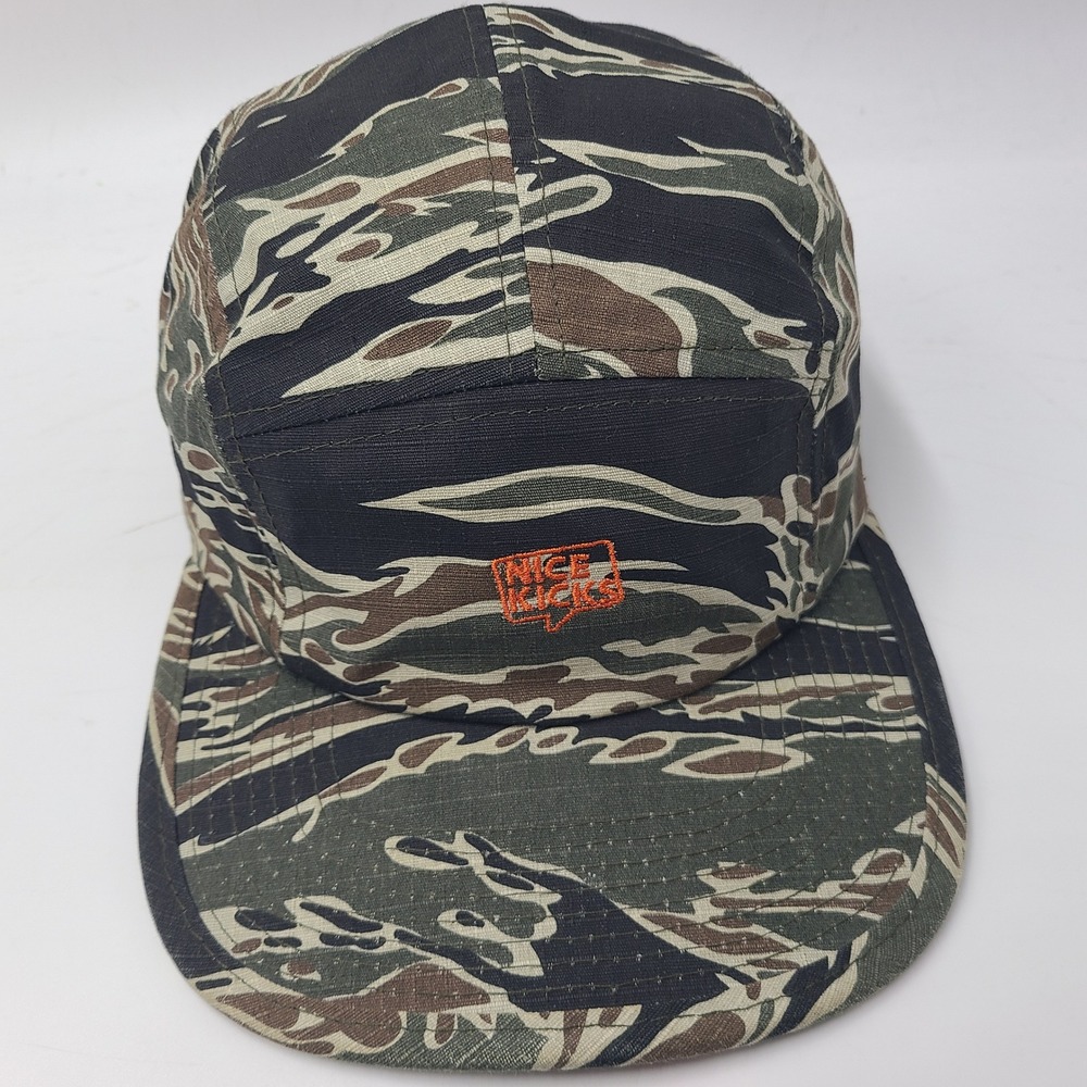 Nice Kicks Hat Strapback 5 Panel Black Green Tiger Camo 5 Camper Skate Surf Men